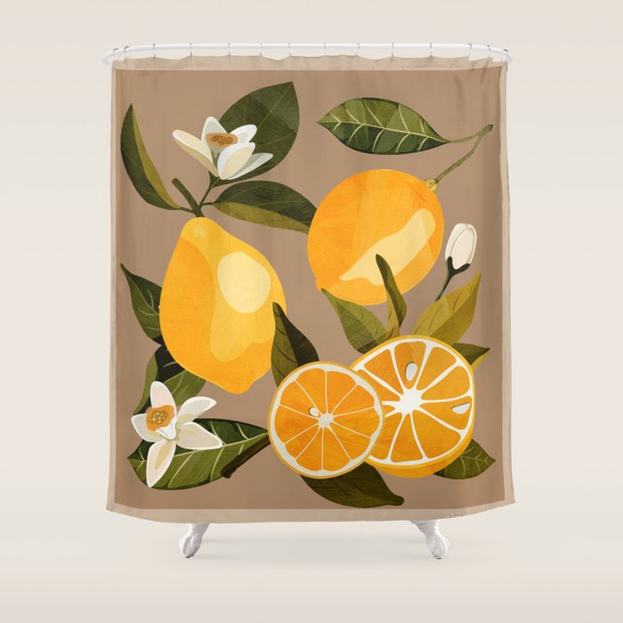 Lemons Botanical Art 2 Shower Curtain Gallery Image 1
