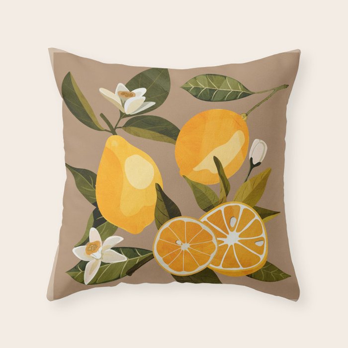 Lemons Botanical Art 2 Throw Pillow Gallery Image 1