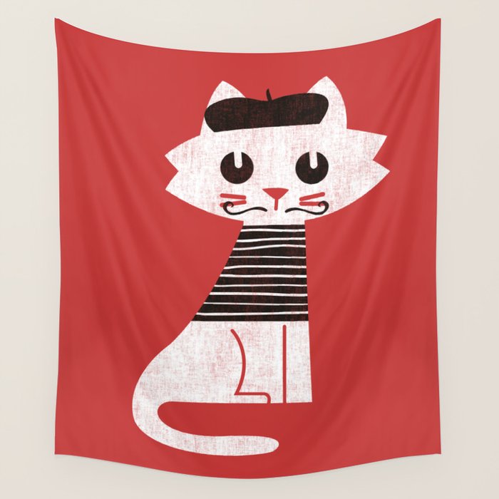 Mark the cat goes to Paris Wall Tapestry Gallery Image 4