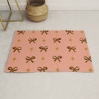 Cute Hair Bows & Stars in Peach & Brown Rug Gallery Image 1