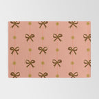 Cute Hair Bows & Stars in Peach & Brown Rug Gallery Image 2