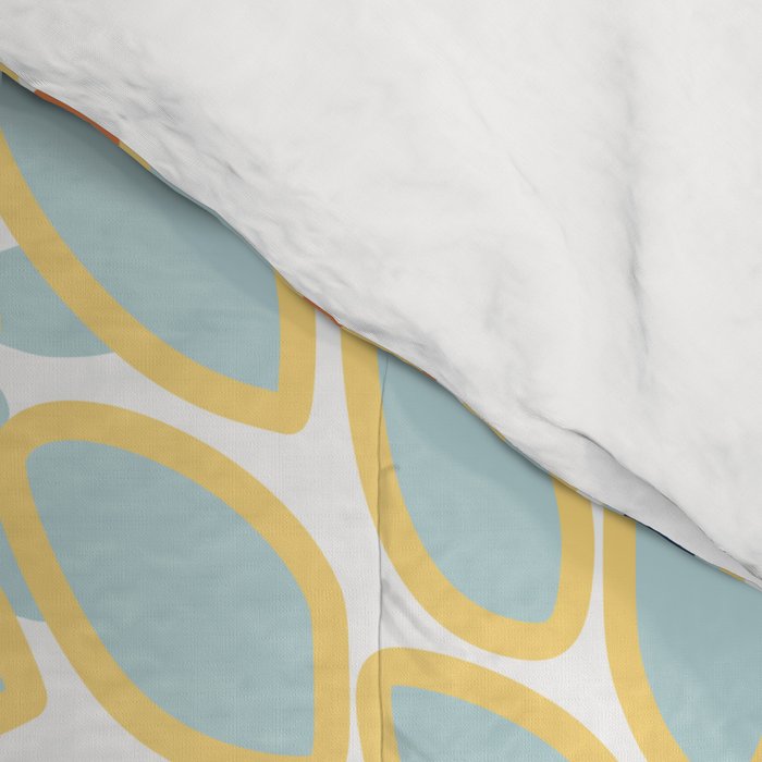 Modern, Floral Prints, Orange, Blue, Yellow Comforter Gallery Image 4