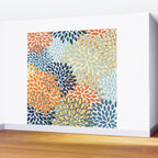 Modern, Floral Prints, Orange, Blue, Yellow Wall Mural Gallery Image 2