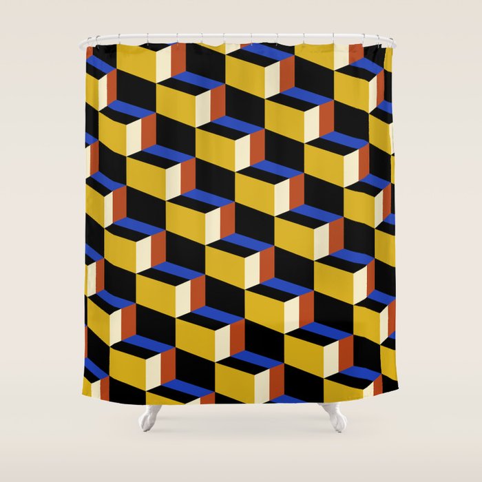 Cuboid Geometric Abstract Shapes Pattern XXI Shower Curtain Gallery Image 1