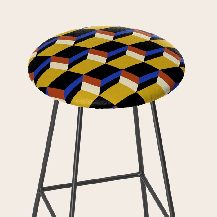 Cuboid Geometric Abstract Shapes Pattern XXI Stool Gallery Image 2