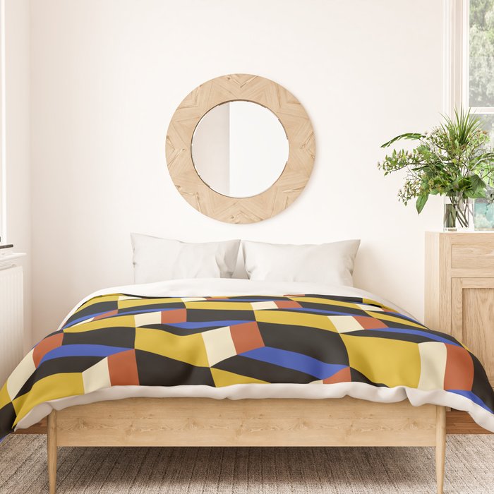Cuboid Geometric Abstract Shapes Pattern XXI Duvet Cover Gallery Image 3