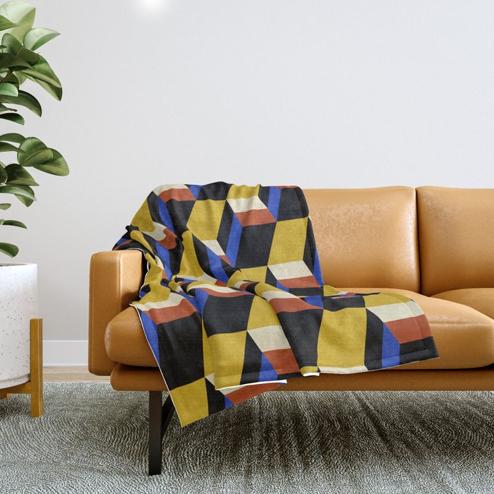 Cuboid Geometric Abstract Shapes Pattern XXI Throw Blanket Gallery Image 1