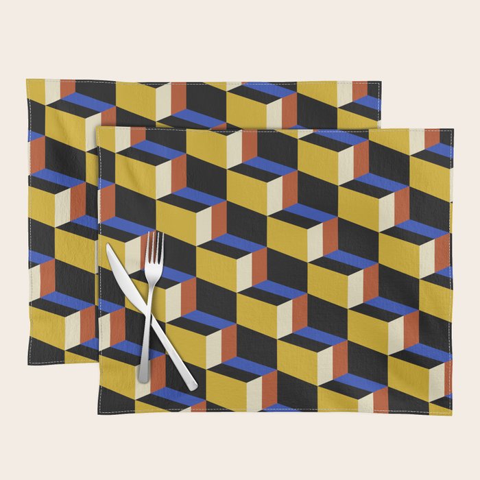 Cuboid Geometric Abstract Shapes Pattern XXI Placemat Gallery Image 1
