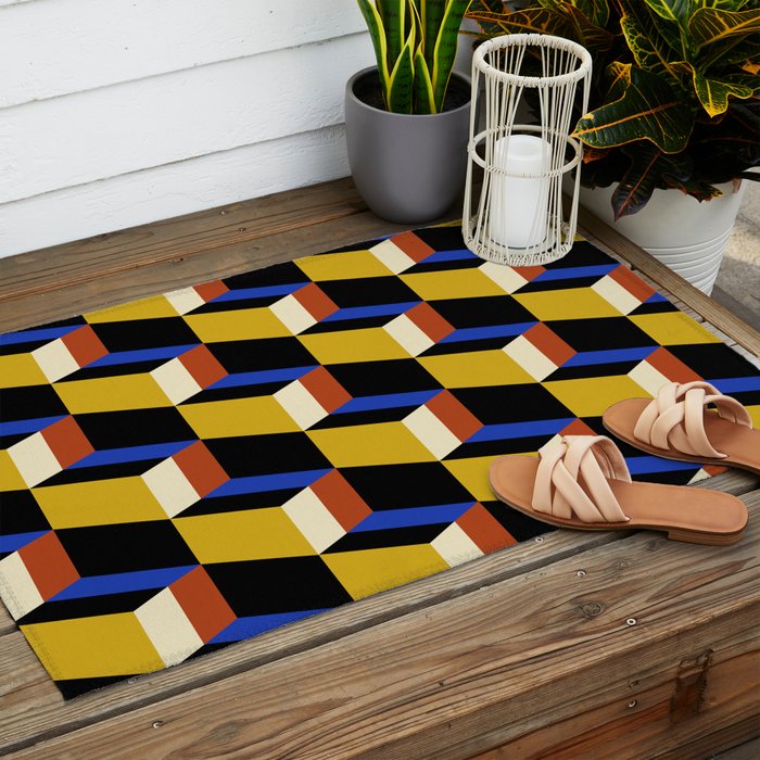 Cuboid Geometric Abstract Shapes Pattern XXI Outdoor Rug Gallery Image 2