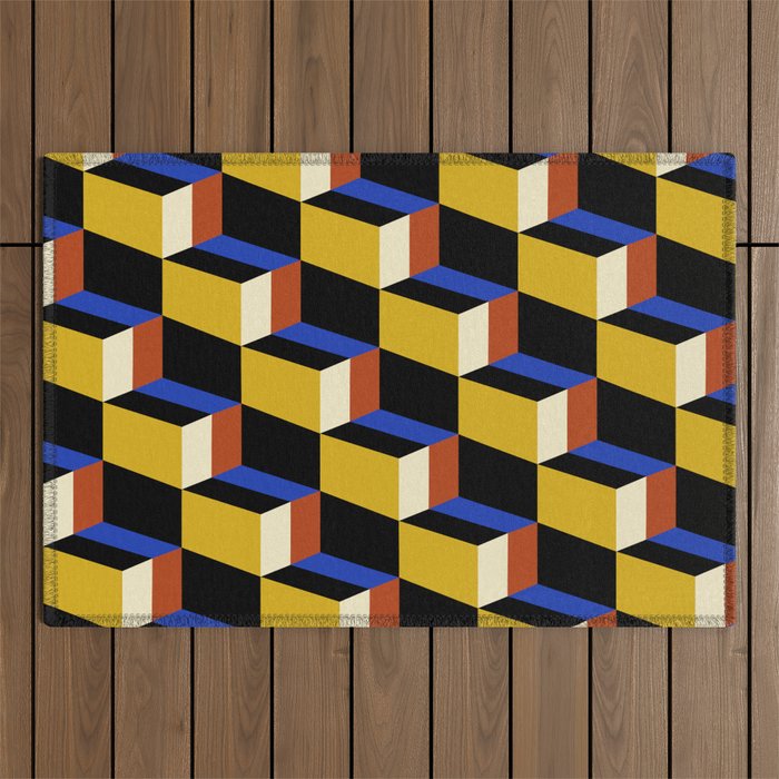 Cuboid Geometric Abstract Shapes Pattern XXI Outdoor Rug Gallery Image 1