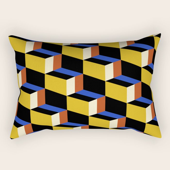 Cuboid Geometric Abstract Shapes Pattern XXI Rectangular Pillow Gallery Image 2