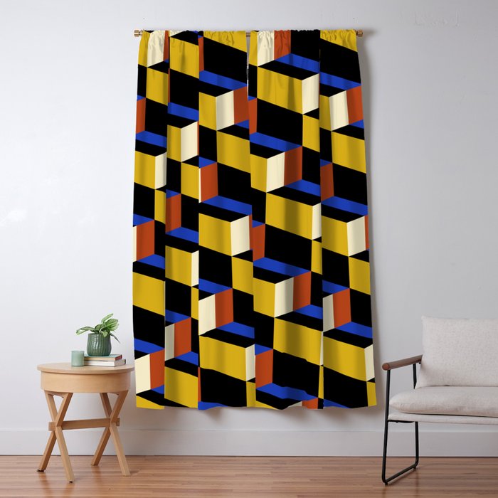 Cuboid Geometric Abstract Shapes Pattern XXI Window Curtain Gallery Image 5