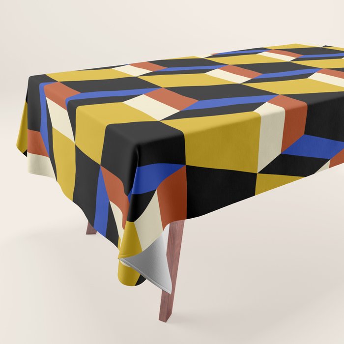 Cuboid Geometric Abstract Shapes Pattern XXI Tablecloth Gallery Image 1