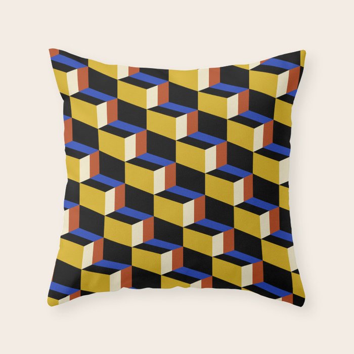 Cuboid Geometric Abstract Shapes Pattern XXI Throw Pillow Gallery Image 1