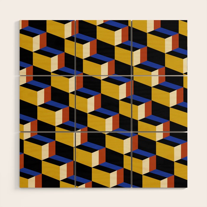 Cuboid Geometric Abstract Shapes Pattern XXI Wood Wall Art Gallery Image 1