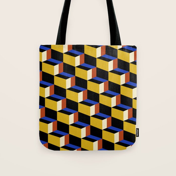 Cuboid Geometric Abstract Shapes Pattern XXI Tote Bag Gallery Image 1