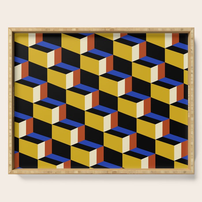 Cuboid Geometric Abstract Shapes Pattern XXI Serving Tray Gallery Image 1