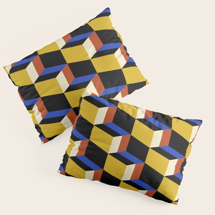 Cuboid Geometric Abstract Shapes Pattern XXI Pillow Sham Gallery Image 1
