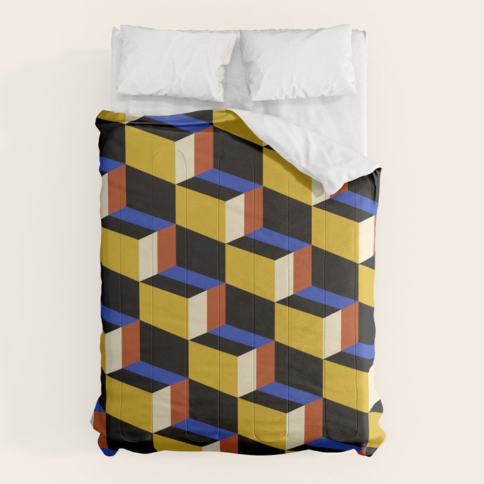 Cuboid Geometric Abstract Shapes Pattern XXI Comforter Gallery Image 6