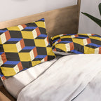 Cuboid Geometric Abstract Shapes Pattern XXI Pillow Sham Gallery Image 2