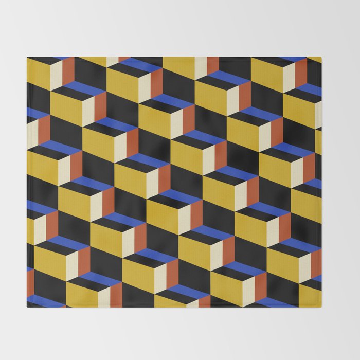 Cuboid Geometric Abstract Shapes Pattern XXI Throw Blanket Gallery Image 2
