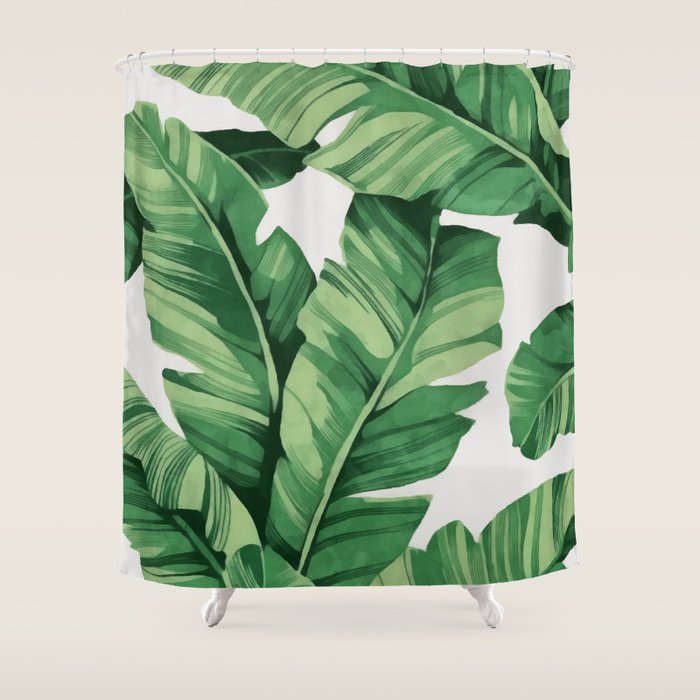 Tropical banana leaves Shower Curtain Gallery Image 1