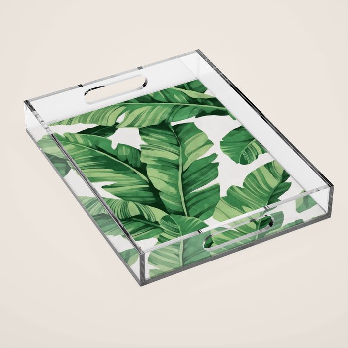 Tropical banana leaves Acrylic Tray Gallery Image 1