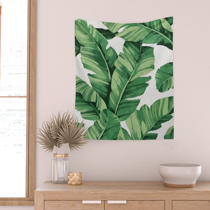 Tropical banana leaves Wall Tapestry Gallery Image 2