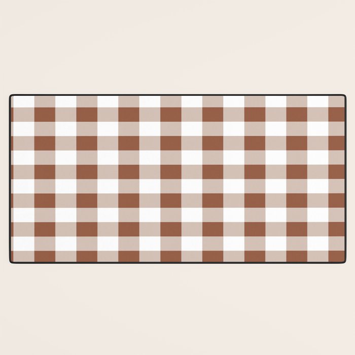 Gingham Large Brown White Desk Mat Gallery Image 3
