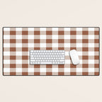 Gingham Large Brown White Desk Mat Gallery Image 1