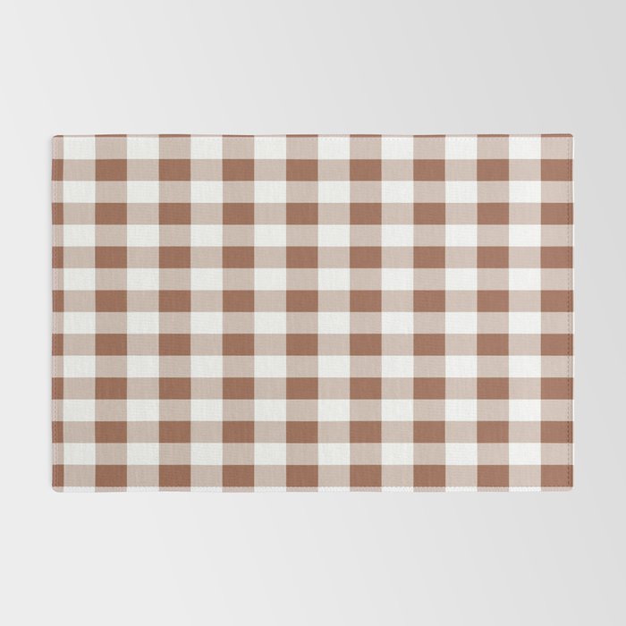 Gingham Large Brown White Rug Gallery Image 2