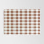 Gingham Large Brown White Rug Gallery Image 2