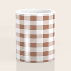 Gingham Large Brown White Coffee Mug Gallery Image 4