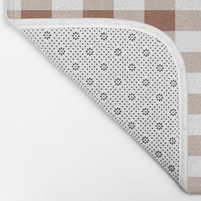 Gingham Large Brown White Bath Mat Gallery Image 2