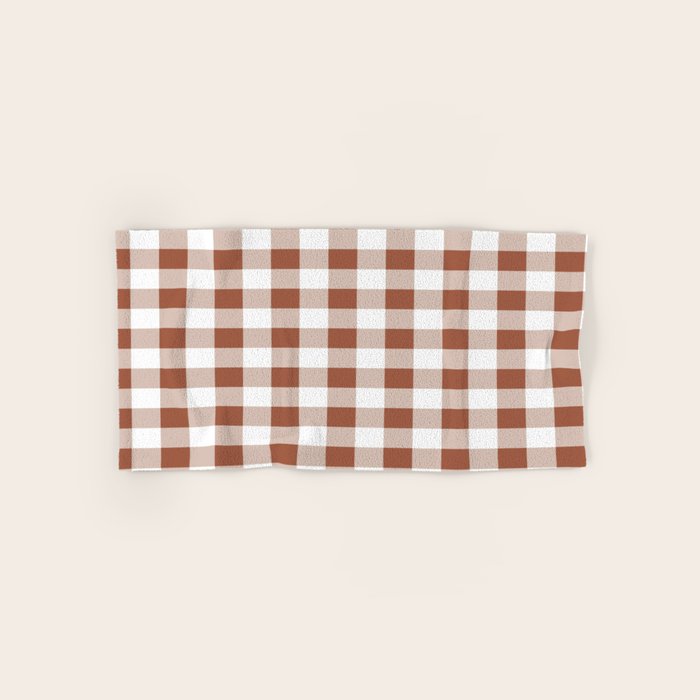 Gingham Large Brown White Bath Towel Gallery Image 1