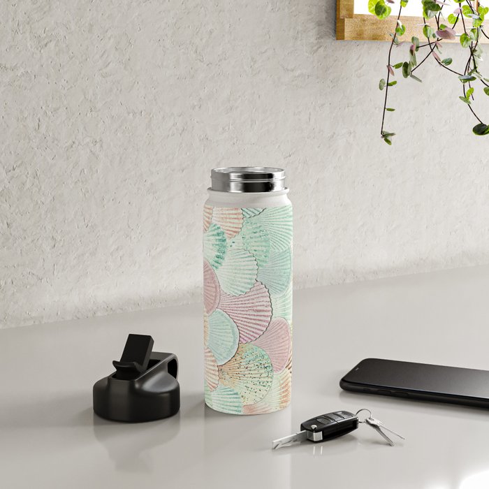 MERMAID SHELLS - MINT & ROSEGOLD Water Bottle Gallery Image 5
