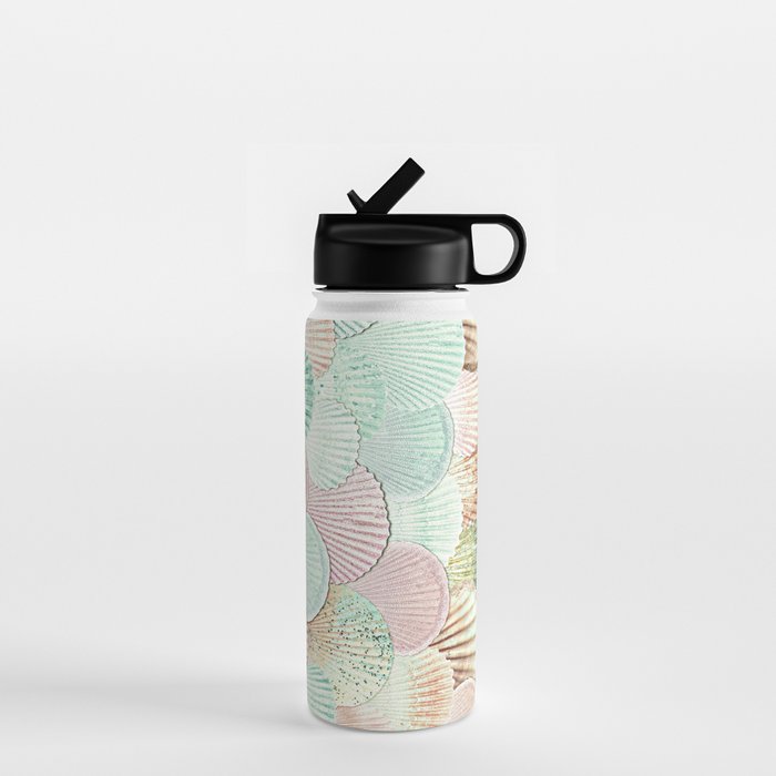 MERMAID SHELLS - MINT & ROSEGOLD Water Bottle Gallery Image 1