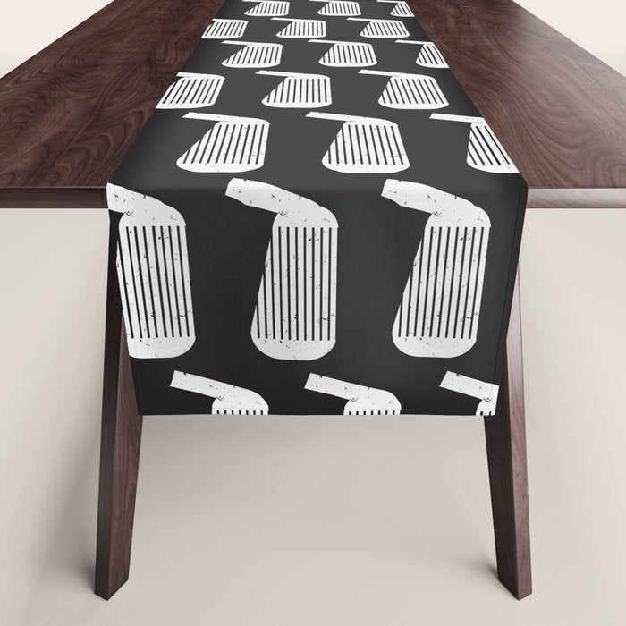 Golf Club Head Vintage Pattern (Black/White) Table Runner Gallery Image 1