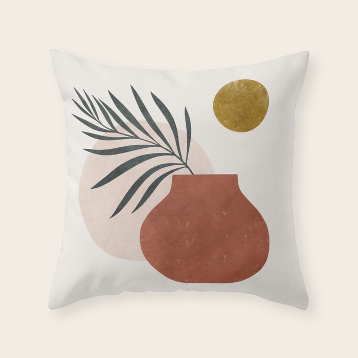 palm and vase Throw Pillow Gallery Image 1
