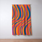Wavy Stripes III - Retro Rainbow Window Curtain Gallery Image 3