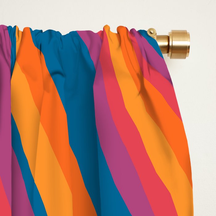 Wavy Stripes III - Retro Rainbow Window Curtain Gallery Image 2