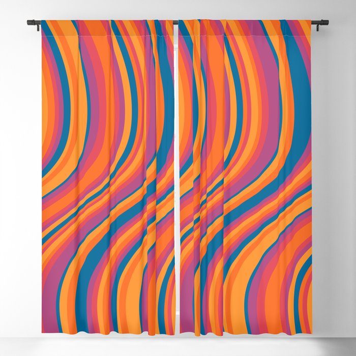 Wavy Stripes III - Retro Rainbow Window Curtain Gallery Image 5