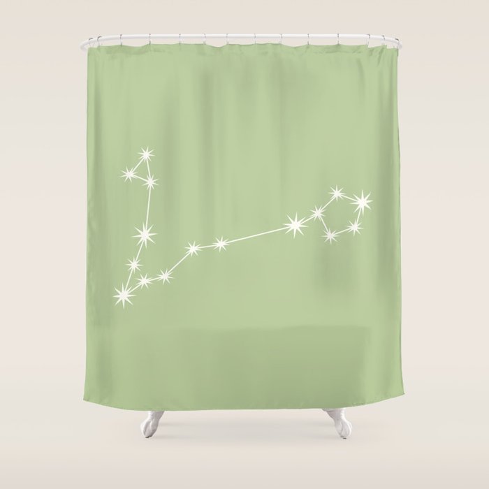 Pisces Zodiac Star Constellation Line Art Soft Green Shower Curtain Gallery Image 1