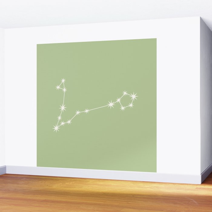 Pisces Zodiac Star Constellation Line Art Soft Green Wall Mural Gallery Image 2