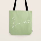 Pisces Zodiac Star Constellation Line Art Soft Green Tote Bag Gallery Image 1