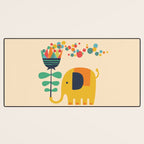 Elephant with giant flower Desk Mat Gallery Image 3