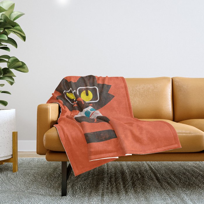 Fitz - Preppy cat Throw Blanket Gallery Image 1