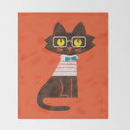 Fitz - Preppy cat Throw Blanket Gallery Image 2