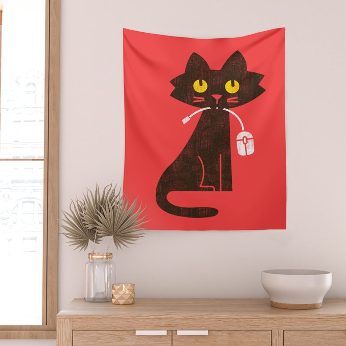 Fitz - Hungry hungry cat (and unfortunate mouse) Wall Tapestry Gallery Image 2