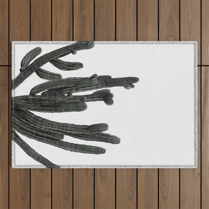Black and White Cactus Outdoor Rug Gallery Image 1
